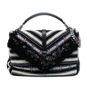 Pre-Loved Saint Laurent Large Chevron Berber Monogram College Satchel